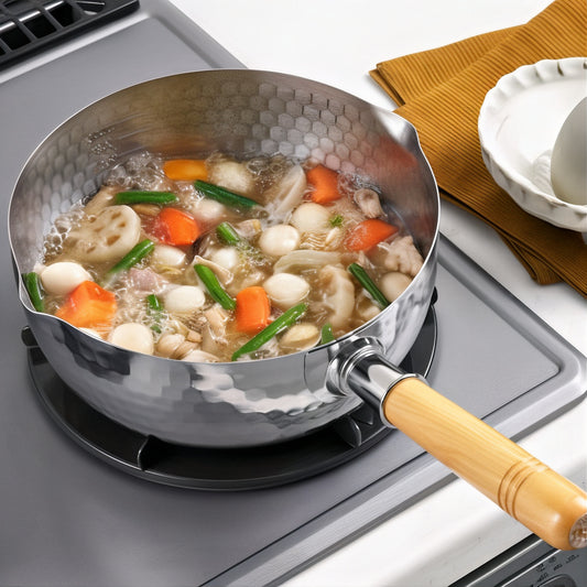 Japan Tsubame Shimomura Stainless Yukiriha Pot 20cm 41641 Hammered