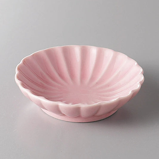 [Minoyaki] Pink Chrysanthemum Shaped Small Dish