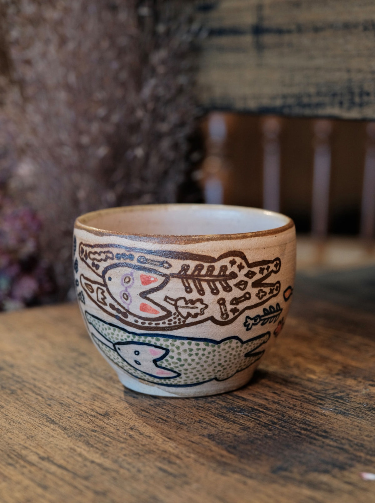 Keiko Matsumoto Handmade Swimming Fish Pattern Cup