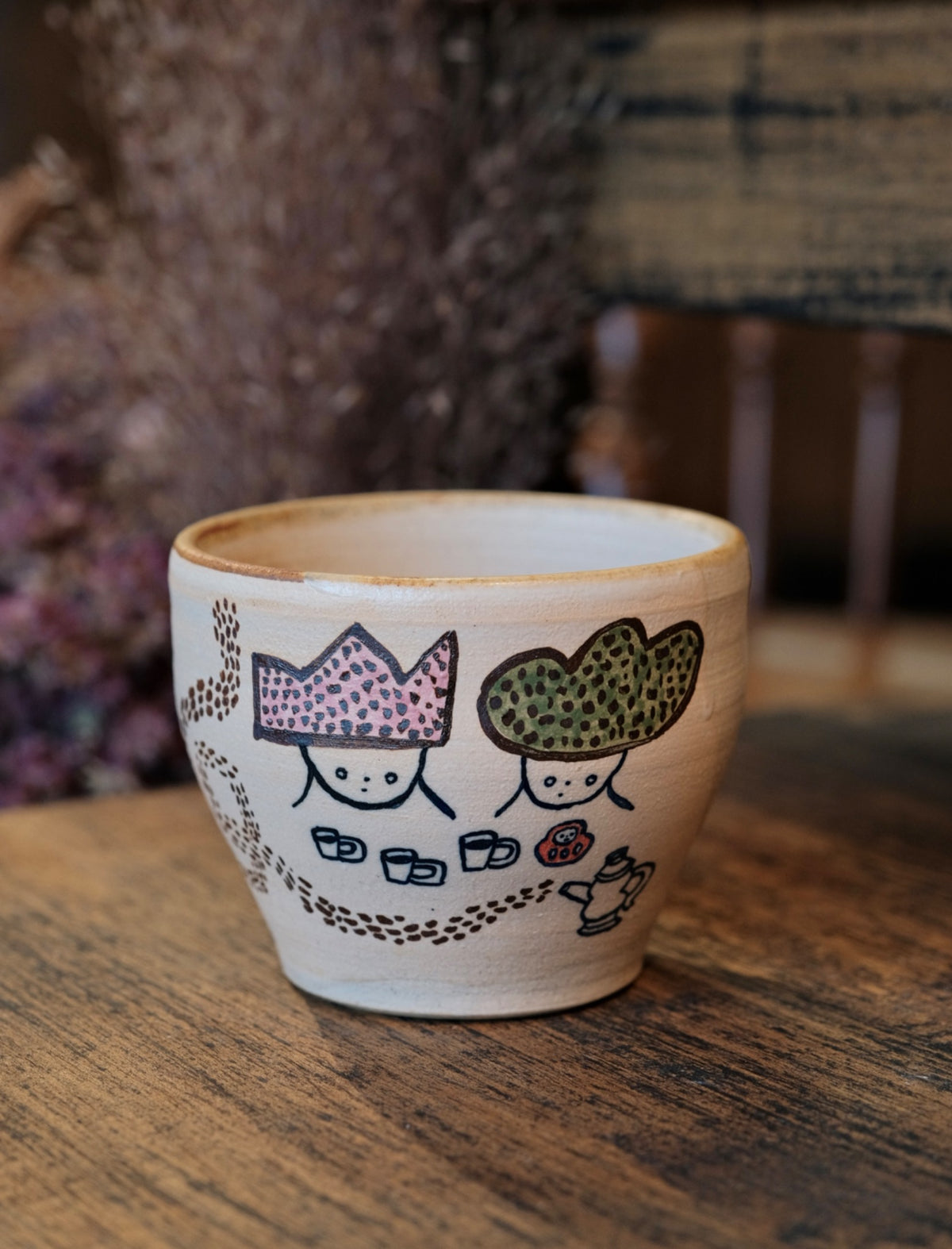 Keiko Matsumoto Handmade Two Hat Friends Cup