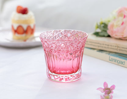 [KAGAMI CRYSTAL] Whiskey Glass, Edo Kiriko “Yume-iro” (Pink)