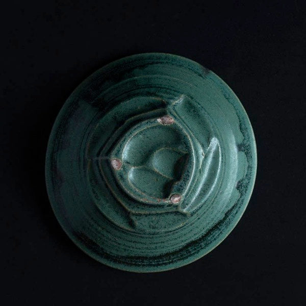 YUMITATE GAMA—山本一仁 handmade vintage ceramic Deep Plate/bowl（Green）