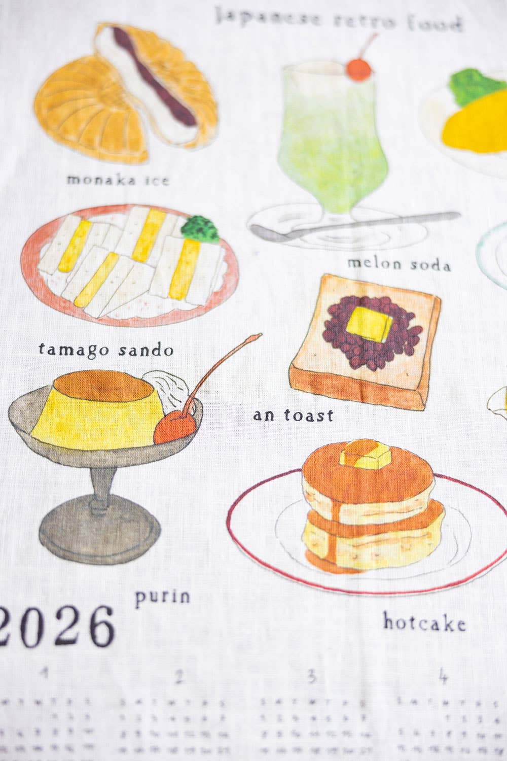 2026 Linen Calendar Japanese Retro Food