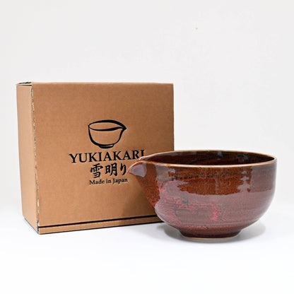 Yukiakari Katakuchi Matcha Bowl With Spout Yuzu Aka 12oz Japan
