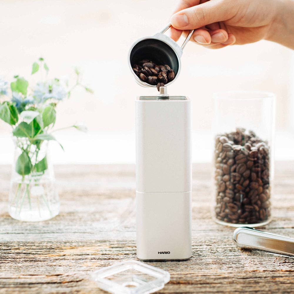 HARIO USA - "Prism" Ceramic Coffee Mill Silver Aluminum