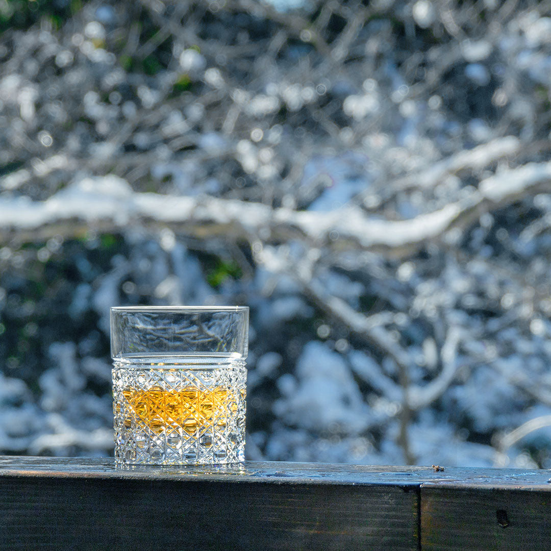 KAGAMI Crystal Edo Kiriko Octagonal Basket Weave Whiskey Glass | T444-1