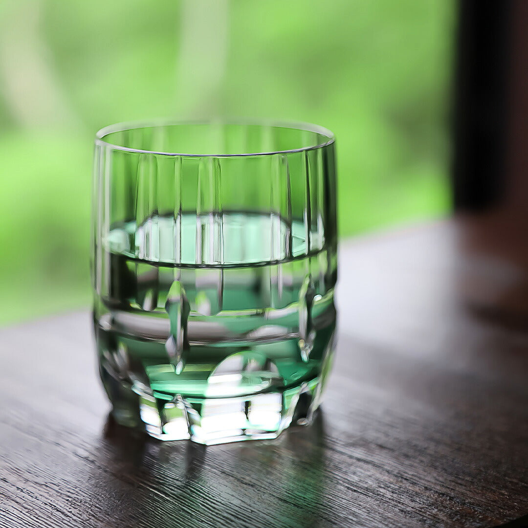 KAGAMI Crystal Edo Kiriko Take no Zen Whiskey Glass - Green | T117-1908-CGR