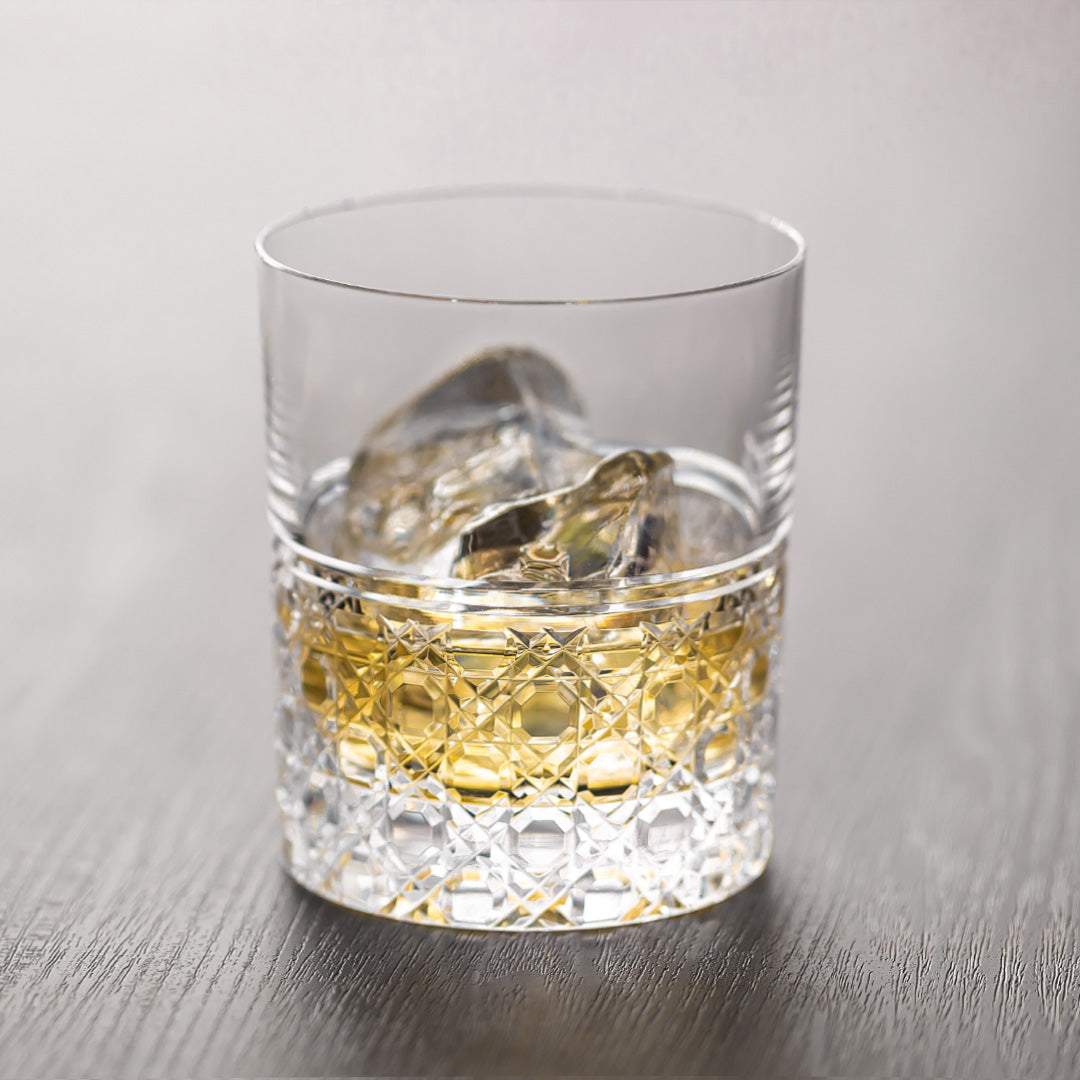 KAGAMI Crystal Edo Kiriko Octagonal Basket Weave Whiskey Glass | T444-1