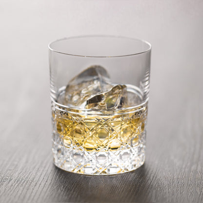 KAGAMI Crystal Edo Kiriko Octagonal Basket Weave Whiskey Glass | T444-1