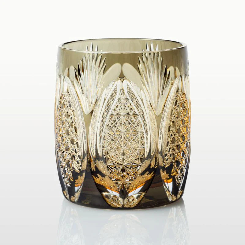 [KAGAMI CRYSTAL] WHISKEY GLASS KASANEIROME JUHYO (ICE TREES) | EDO KIRIKO | KAGAMI CRYSTAL