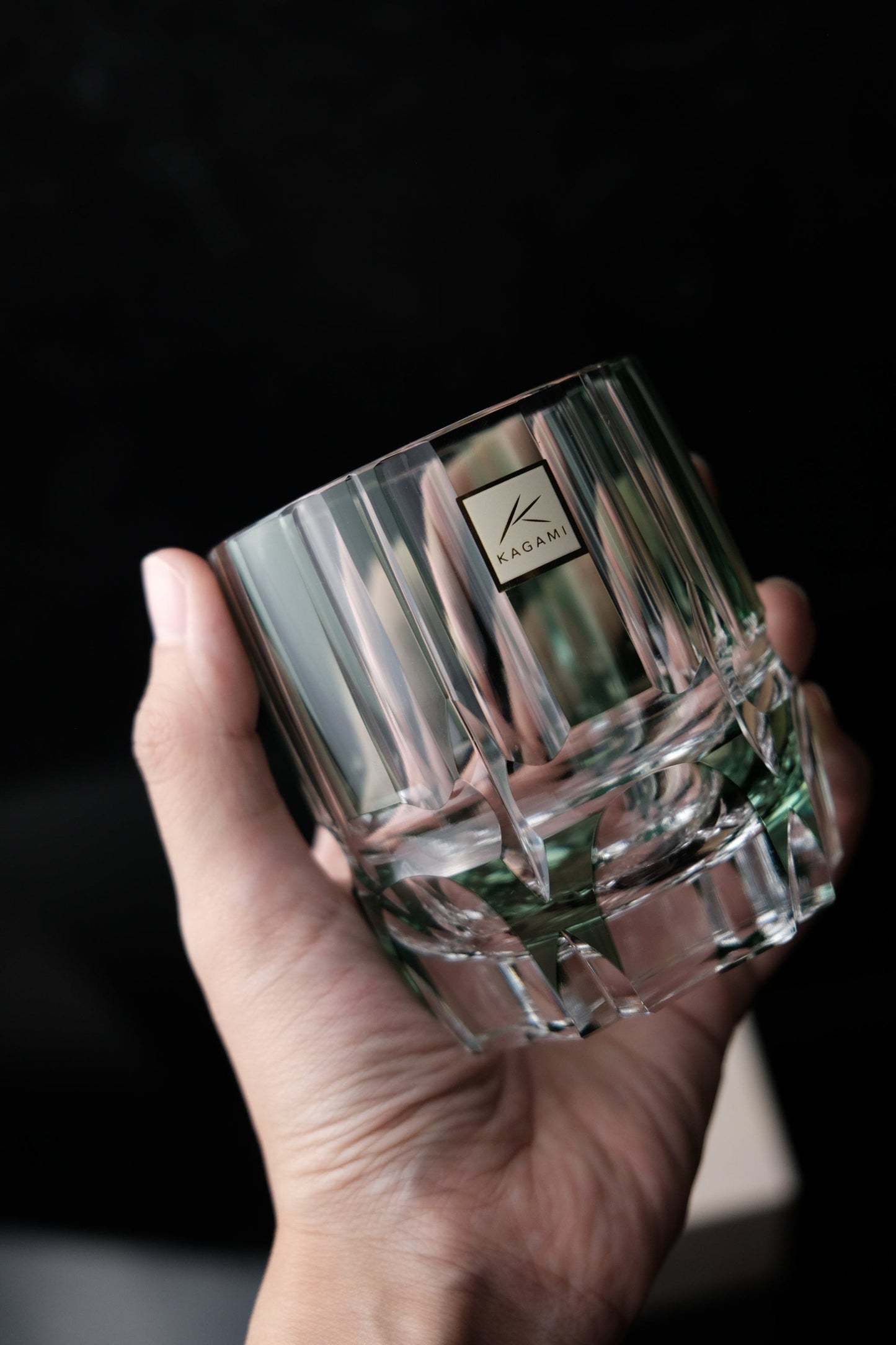 | KAGAMI CRYSTAL|[ROCKS GLASS] Whiskey Glass "Bamboo" Crystal Glass (Wooden Box)