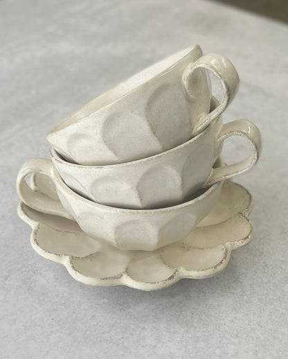 KANEKO KOHYO Rinka Flower Coffee Bowl (Cream)