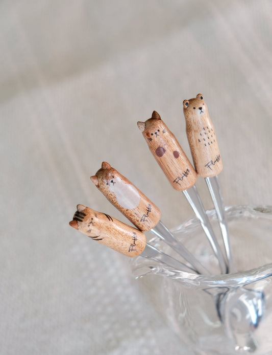 JAPANESE CUTE ANIMALS WOOD DESSERT FORK/SPOON