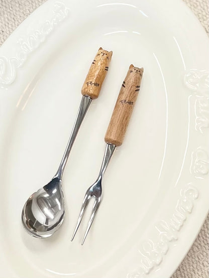 JAPANESE CUTE ANIMALS WOOD DESSERT FORK/SPOON